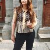 Black Printed Cotton Ethnic Tops for Women