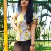 Yellow Printed Casual Tops for Women