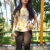 Yellow Printed Casual Tops for Women