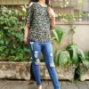 Black Floral Printed Casual Tops for Women