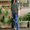 Black Floral Printed Casual Tops for Women