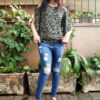 Black Floral Printed Casual Tops for Women