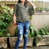 Black Floral Printed Casual Tops for Women