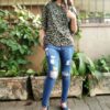 Black Floral Printed Casual Tops for Women