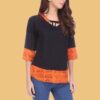 Black Solid Ethnic Tops for Women