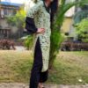 Pickle Green Black Straight Formal Kurtis for Women