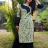 Pickle Green Black Straight Formal Kurtis for Women