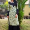 Pickle Green Black Straight Formal Kurtis for Women
