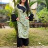 Pickle Green Black Straight Formal Kurtis for Women