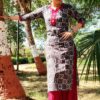 Ink Black Flower Straight Casual Kurtis for Women
