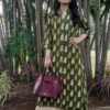 Moss Green Printed A-Line Formal Kurtis for Women