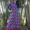 Admiral Blue Printed A-Line Formal Kurtis for Women