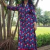 Admiral Blue Printed A-Line Formal Kurtis for Women
