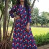 Admiral Blue Printed A-Line Formal Kurtis for Women
