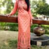 Salmon Pink Sequins Embellished Festive Long Kurti for Women