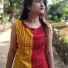 Yellow Maroon Embroidered Casual Kurtis for Women
