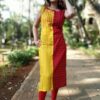Yellow Maroon Embroidered Casual Kurtis for Women