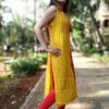 Yellow Maroon Embroidered Casual Kurtis for Women