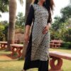 Iron Grey Zigzag Striped Formal Kurtis for Women