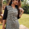 Iron Grey Zigzag Striped Formal Kurtis for Women