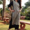 Iron Grey Zigzag Striped Formal Kurtis for Women