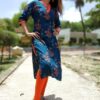 Peacock Blue Orange Formal Kurtis for Women