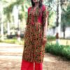 Olive Green Floral Printed Formal Kurtis for Women