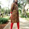 Olive Green Embroidered Formal Kurtis for Women