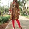 Olive Green Embroidered Formal Kurtis for Women