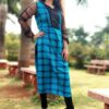 Cyan Blue Sequins Embellished Festive Kurti for Women