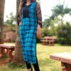 Cyan Blue Sequins Embellished Festive Kurti for Women