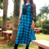 Cyan Blue Sequins Embellished Festive Kurti for Women