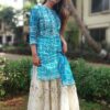 Flamingo Deep Sky Blue A-Line Festive Kurti for Women