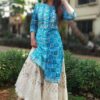 Flamingo Deep Sky Blue A-Line Festive Kurti for Women