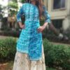 Flamingo Deep Sky Blue A-Line Festive Kurti for Women