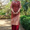 Maroon Red Printed Straight Casual Kurtis for Women