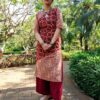 Maroon Red Printed Straight Casual Kurtis for Women