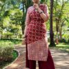 Maroon Red Printed Straight Casual Kurtis for Women