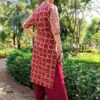 Maroon Red Printed Straight Casual Kurtis for Women