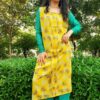 Lemon Yellow Net Straight Casual Kurtis for Women