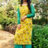 Lemon Yellow Net Straight Casual Kurtis for Women