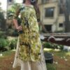 Crocodile Green Floral Festive Kurti for Women