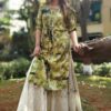 Crocodile Green Floral Festive Kurti for Women