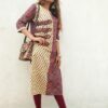 Beige Ajrak Printed Casual Kurtis for Women