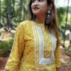 Canarey Yellow Bandhani Embellished Festive Kurti for Women