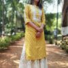 Canarey Yellow Bandhani Embellished Festive Kurti for Women