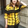 Butterscotch Yellow Checkered Printed Casual Shirts for Women