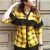 Butterscotch Yellow Checkered Printed Casual Shirts for Women