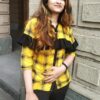 Butterscotch Yellow Checkered Printed Casual Shirts for Women