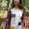 Navy Blue & Grey Floral Embellished Festive Kurti for Women